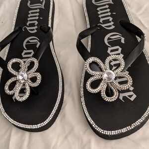 Juicy Couture Black Rhinestone Sandals